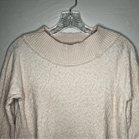 Free People Broken Glass Textured Off-Shoulder Cream Tunic Sweater - Picture 5 of 12